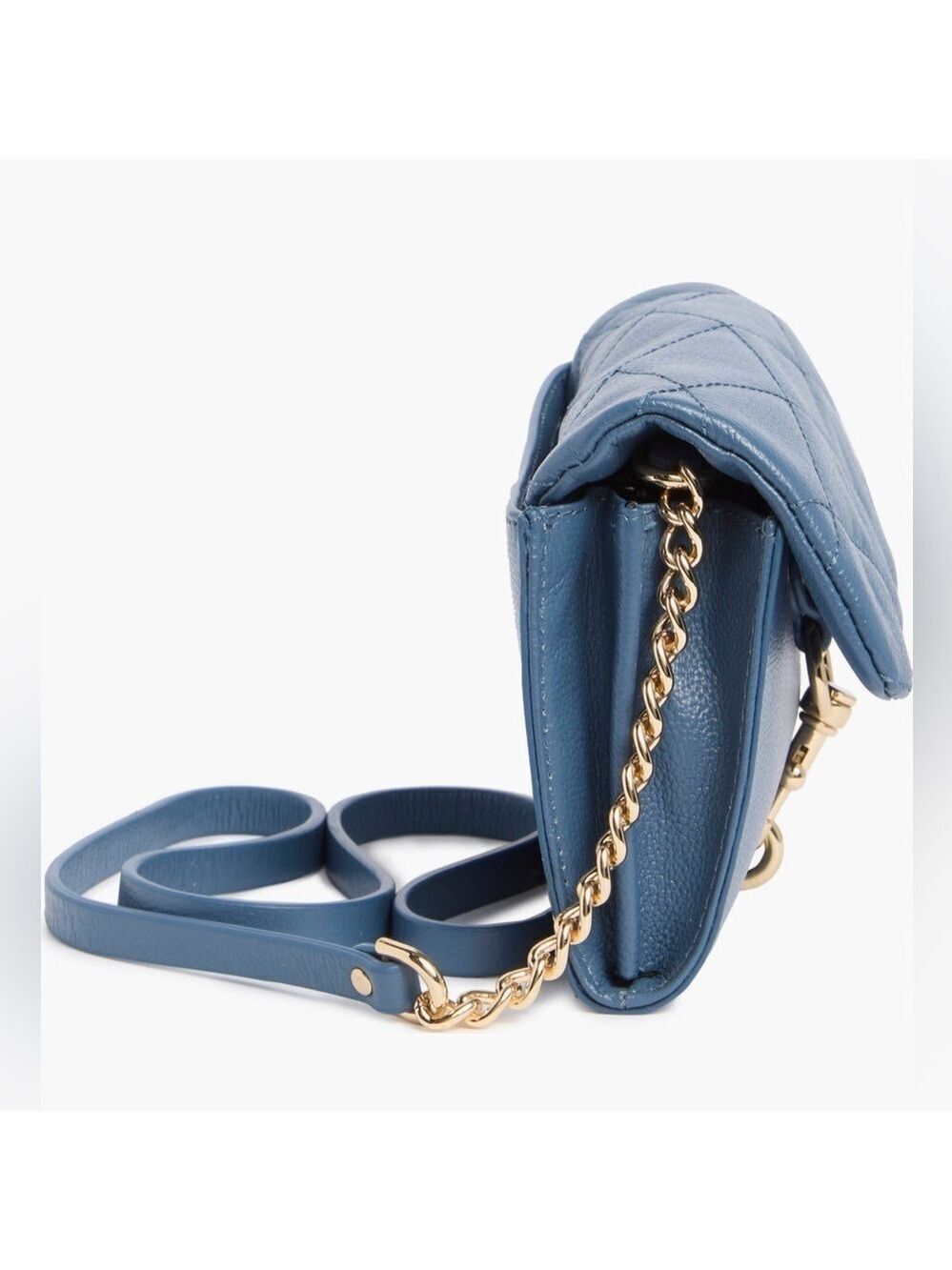 Rebecca Minkoff Edie Wallet on Chain Crossbody Blue Slate NWT - Picture 9 of 13